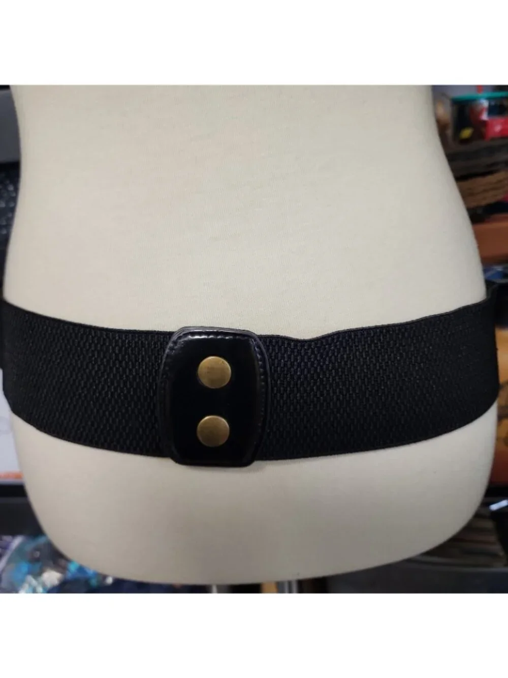 Ladies Women Waist Belt Cincher Corset Wide Band Elastic Black Waspie Rivet Belt